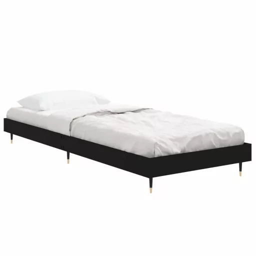Fekete szerelt fa ágykeret 75 x 190 cm
