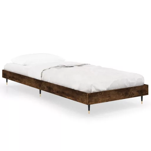 Füstös tölgy színű szerelt fa ágykeret matrac nélkül 75x190 cm