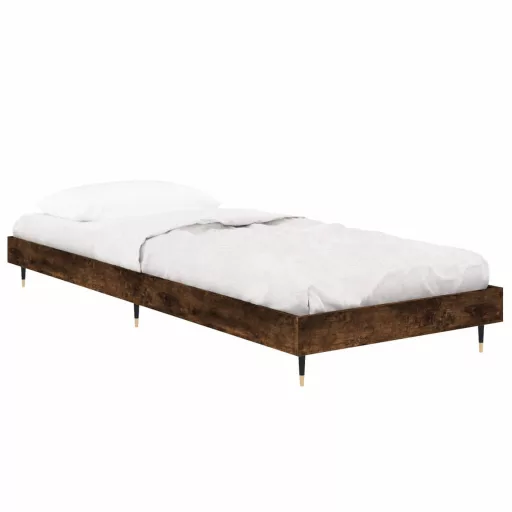 Füstös tölgy színű szerelt fa ágykeret matrac nélkül 75x190 cm