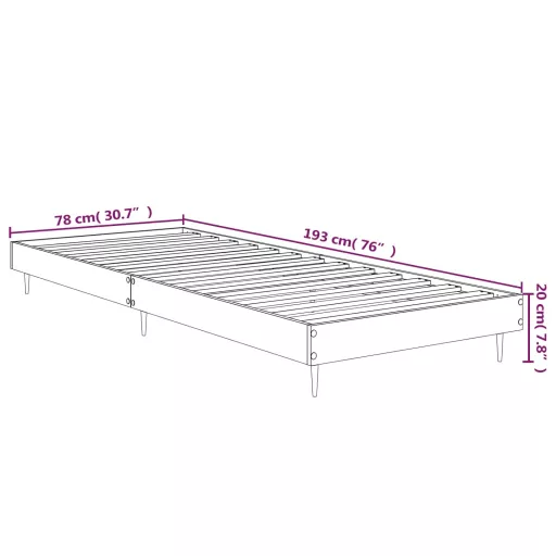 Füstös tölgy színű szerelt fa ágykeret matrac nélkül 75x190 cm