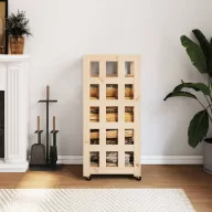   Fehér tömör fenyőfa rönktároló kerekekkel 40x49x110 cm