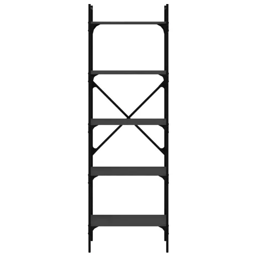 5 szintes fekete szerelt fa könyvespolc 56 x 31,5 x 174 cm