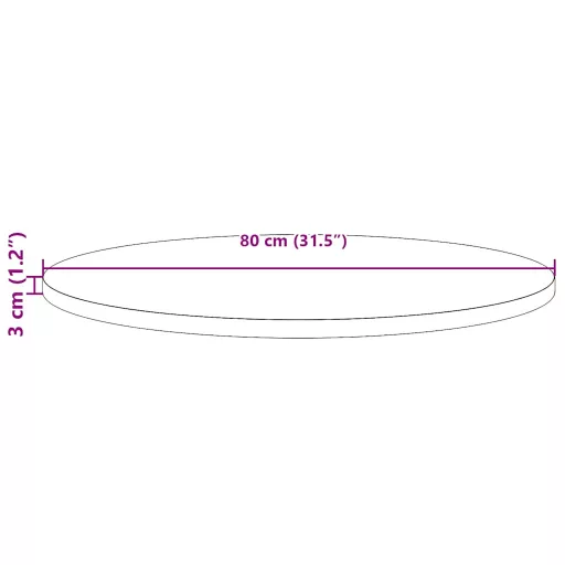 Tömör fenyőfa kerek asztallap Ø80 x 3 cm