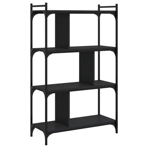 4 szintes fekete szerelt fa könyvespolc 76 x 32 x 123 cm