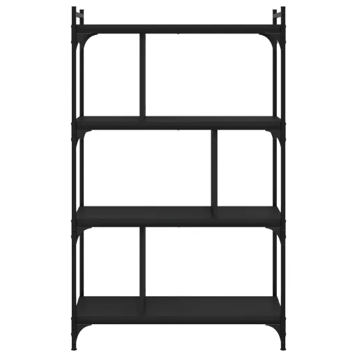 4 szintes fekete szerelt fa könyvespolc 76 x 32 x 123 cm