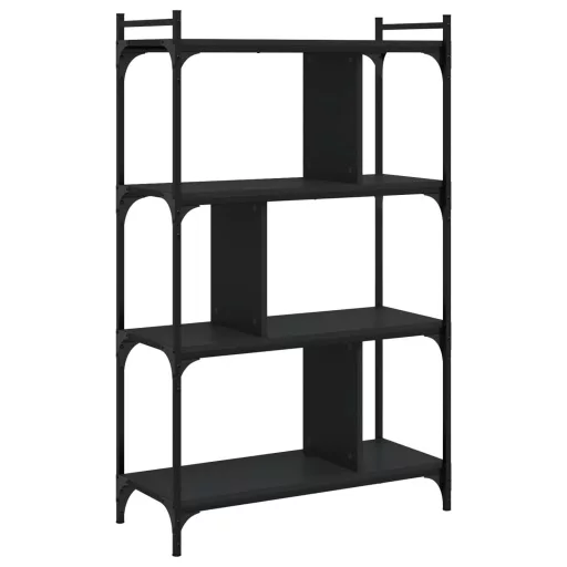 4 szintes fekete szerelt fa könyvespolc 76 x 32 x 123 cm