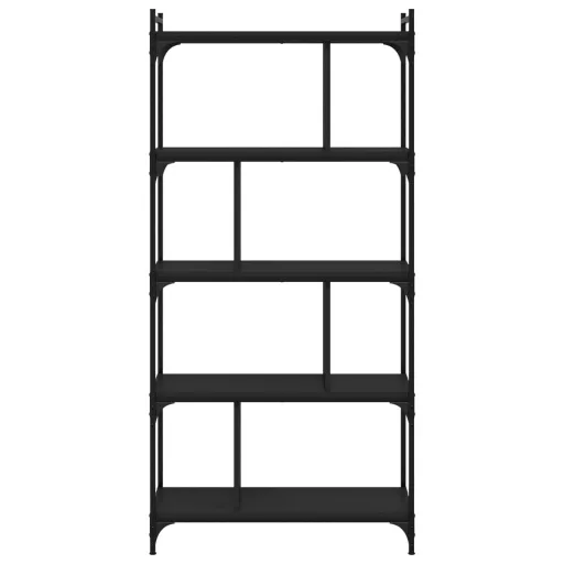 5 szintes fekete szerelt fa könyvespolc 76 x 32 x 158 cm