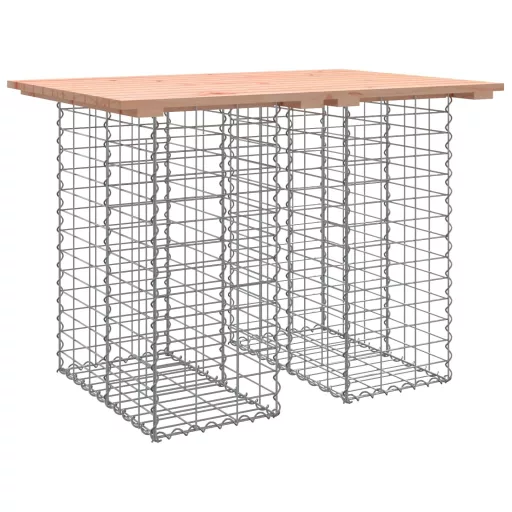 Tömörfa kerti asztal gabion mintával 100 x 70 x 72 cm Douglas