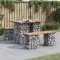 Tömörfa kerti asztal gabion mintával 100 x 70 x 72 cm Douglas