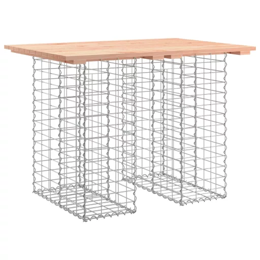 Tömörfa kerti asztal gabion mintával 100 x 70 x 72 cm Douglas