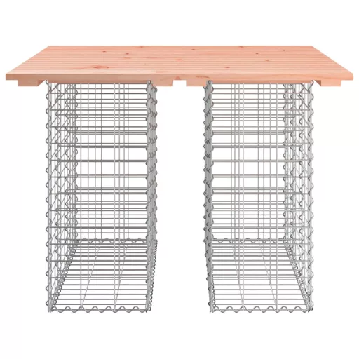 Tömörfa kerti asztal gabion mintával 100 x 102 x 72 cm Douglas