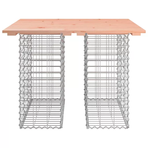 Tömörfa kerti asztal gabion mintával 100 x 102 x 72 cm Douglas