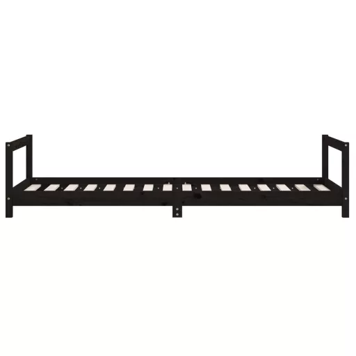 Fekete tömör fenyőfa gyerekágykeret 90 x 200 cm
