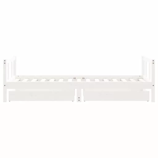 Fehér tömör fenyőfa gyerekágy keret fiókkal 90x190 cm