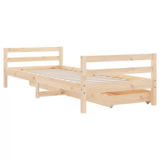 Tömör fenyőfa gyerekágy keret fiókkal 90x190 cm