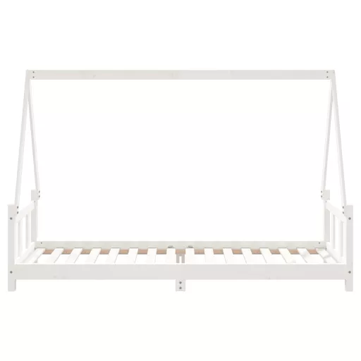 Fehér tömör fenyőfa gyerekágykeret 90 x 200 cm