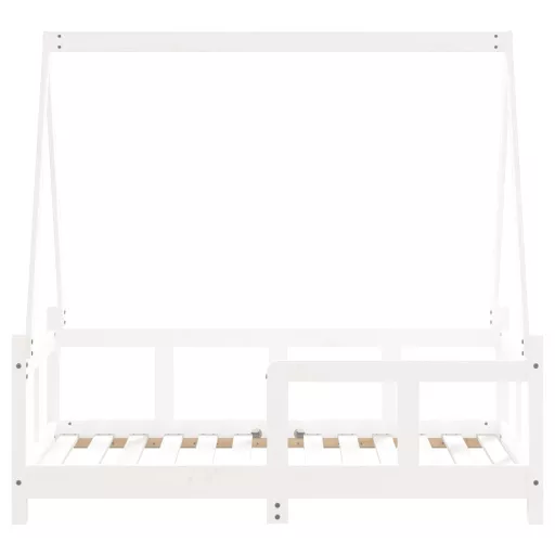 Fehér tömör fenyőfa gyerekágykeret 70 x 140 cm