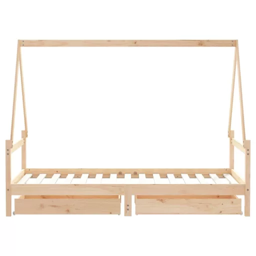 Tömör fenyőfa gyerekágy keret fiókkal 90x190 cm