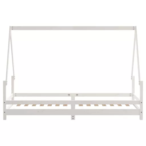 Fehér tömör fenyőfa gyerekágykeret 80 x 200 cm