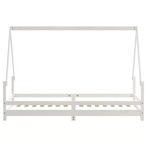 Fehér tömör fenyőfa gyerekágykeret 90 x 200 cm