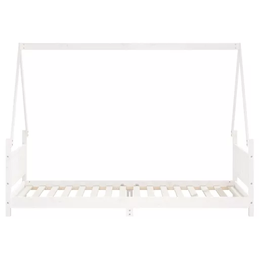 Fehér tömör fenyőfa gyerekágykeret 90 x 200 cm
