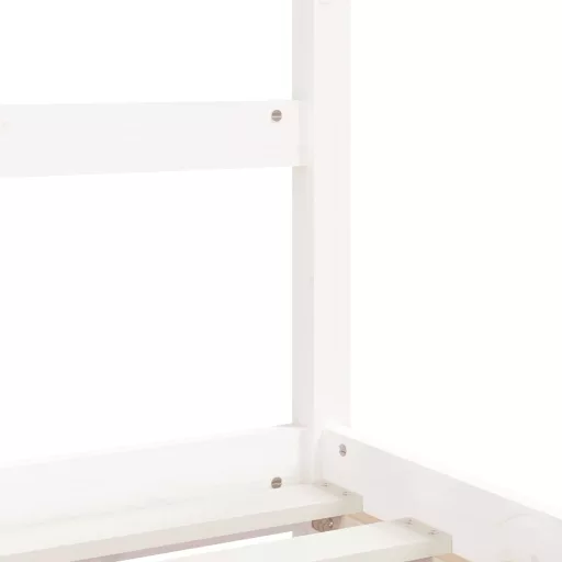 Fehér tömör fenyőfa gyerekágykeret fiókokkal 90 x 200 cm