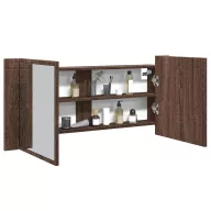   Barna tölgyszínű LED-es tükrös fürdőszobaszekrény 100x12x45cm