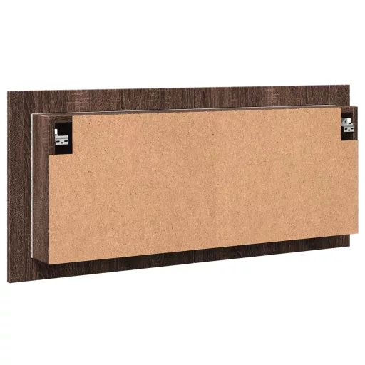 Barna tölgyszínű LED-es tükrös fürdőszobaszekrény 100x12x45cm
