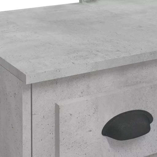 Betonszürke fésülködőasztal LED-lámpákkal 90x42x132,5 cm