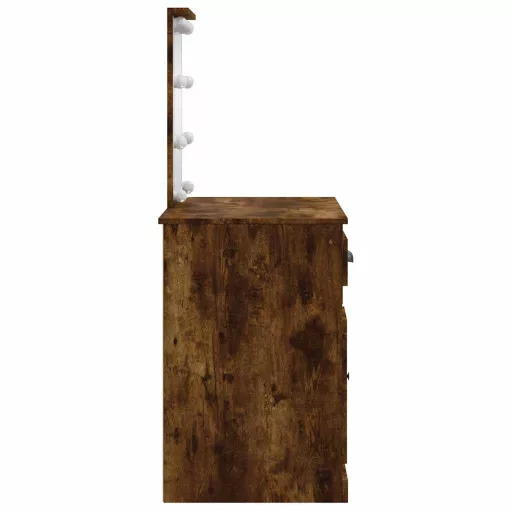 Füstös tölgy színű fésülködőasztal LED-lámpákkal 90x42x132,5 cm