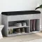 Betonszürke szerelt fa cipőtároló pad 82 x 32 x 45,5 cm