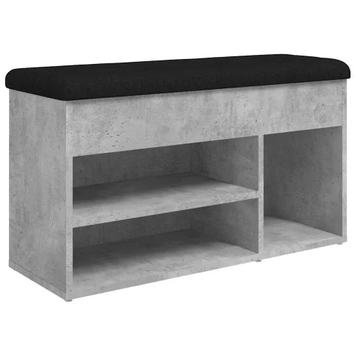 Betonszürke szerelt fa cipőtároló pad 82 x 32 x 45,5 cm