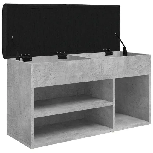 Betonszürke szerelt fa cipőtároló pad 82 x 32 x 45,5 cm