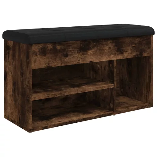 Füstös tölgy színű szerelt fa cipőtároló pad 82 x 32 x 45,5 cm