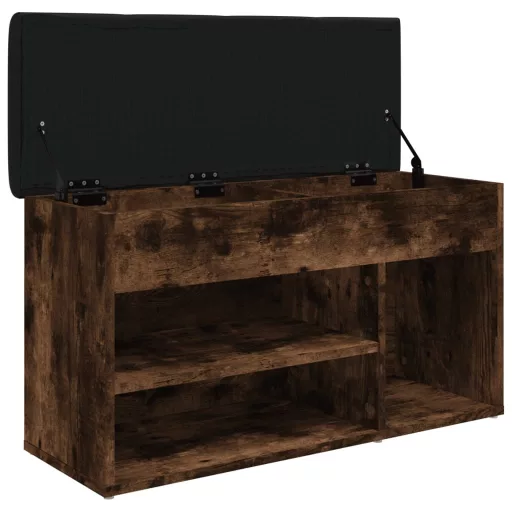 Füstös tölgy színű szerelt fa cipőtároló pad 82 x 32 x 45,5 cm