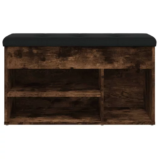 Füstös tölgy színű szerelt fa cipőtároló pad 82 x 32 x 45,5 cm