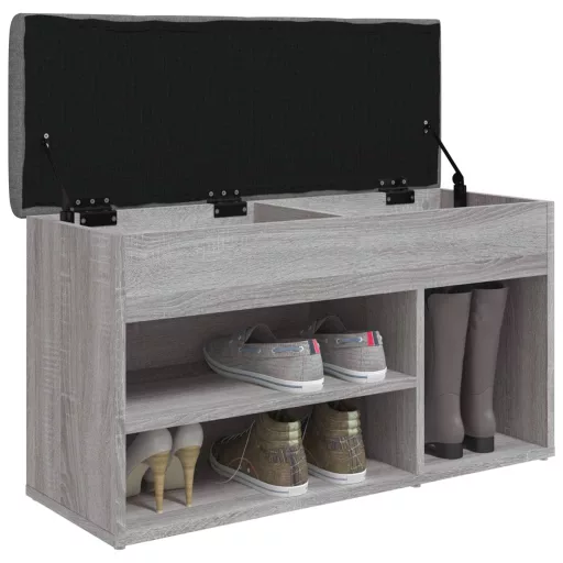 Szürke sonoma színű szerelt fa cipőtároló pad 82 x 32 x 45,5 cm