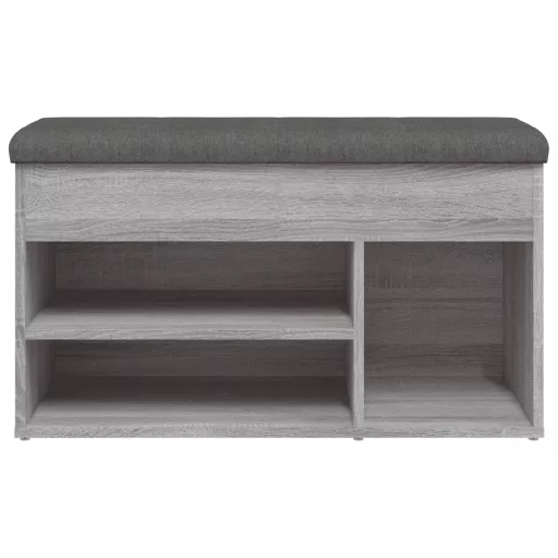 Szürke sonoma színű szerelt fa cipőtároló pad 82 x 32 x 45,5 cm