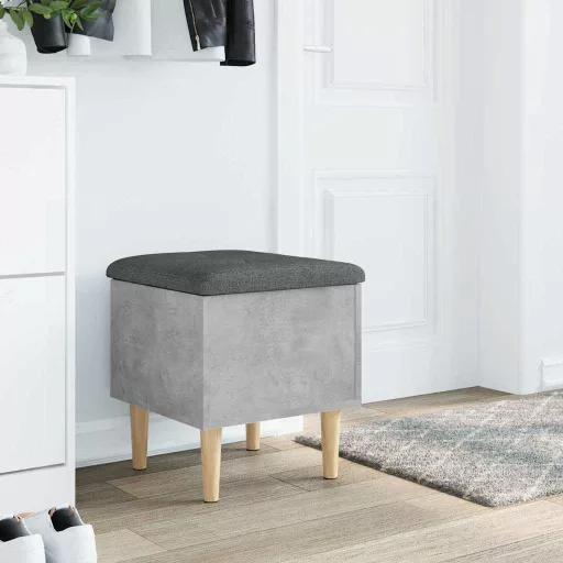Betonszürke szerelt fa tárolópad 42x42x46 cm