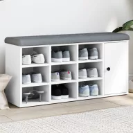 Fehér szerelt fa cipőtároló pad 102 x 32 x 50 cm