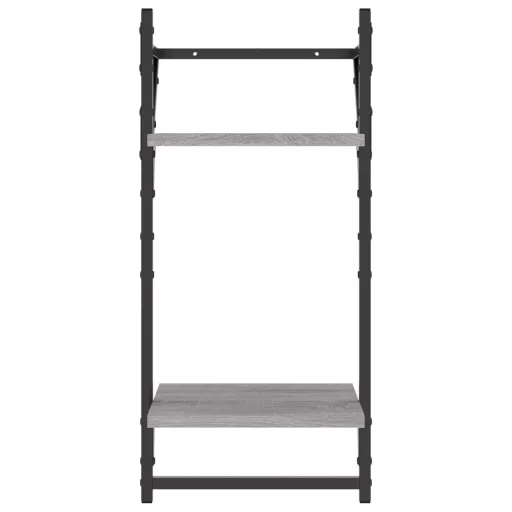 2 db 2 szintes szürke sonoma tölgy falipolc rúddal 30x25x65 cm