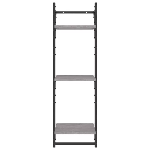 2 db 3 szintes szürke sonoma fali polc rúddal 30 x 25 x 100 cm