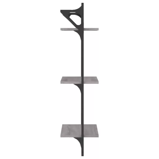2 db 3 szintes szürke sonoma fali polc rúddal 30 x 25 x 100 cm