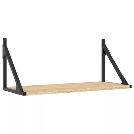 2 db sonoma tölgy színű szerelt fa fali polc 60 x 25 x 25,5 cm