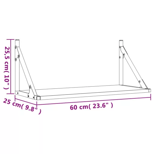 2 db sonoma tölgy színű szerelt fa fali polc 60 x 25 x 25,5 cm