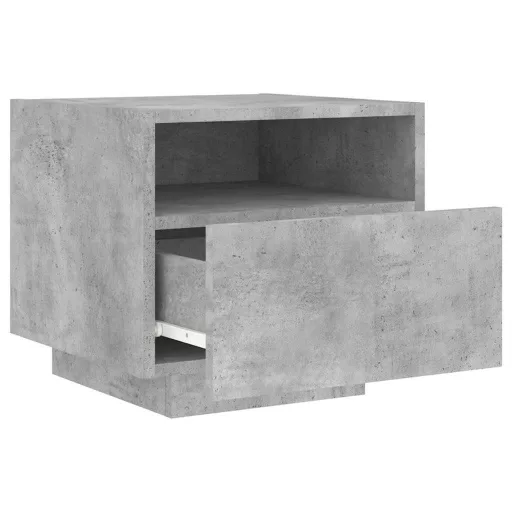 2 db betonszürke éjjeliszekrény LED-világítással 40x39x37 cm