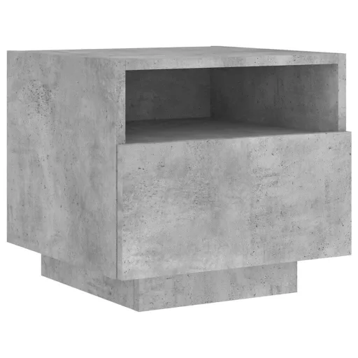 2 db betonszürke éjjeliszekrény LED-világítással 40x39x37 cm