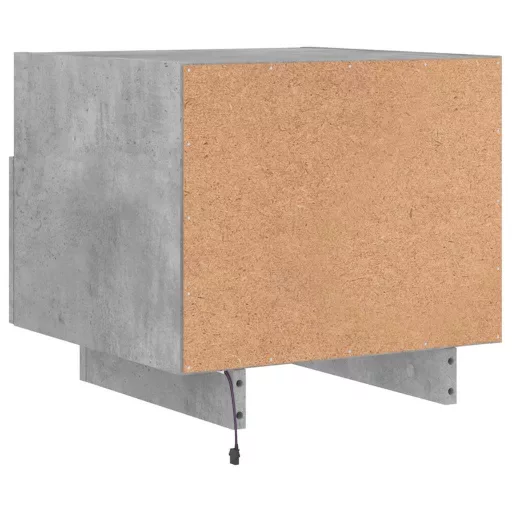 2 db betonszürke éjjeliszekrény LED-világítással 40x39x37 cm