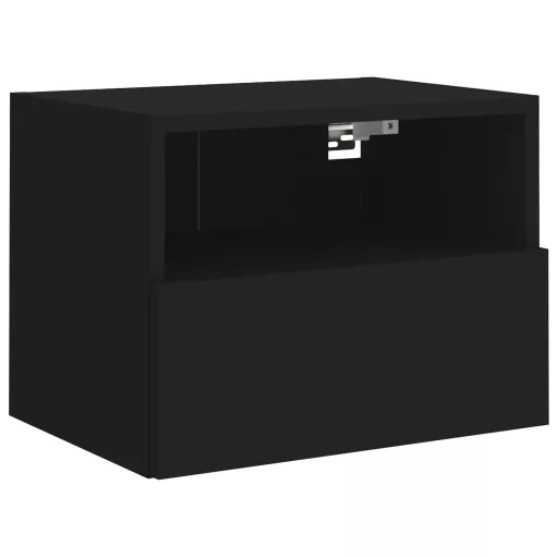 2 db fekete szerelt fa fali TV-szekrény 40 x 30 x 30 cm