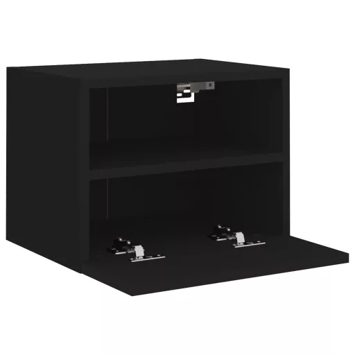 2 db fekete szerelt fa fali TV-szekrény 40 x 30 x 30 cm